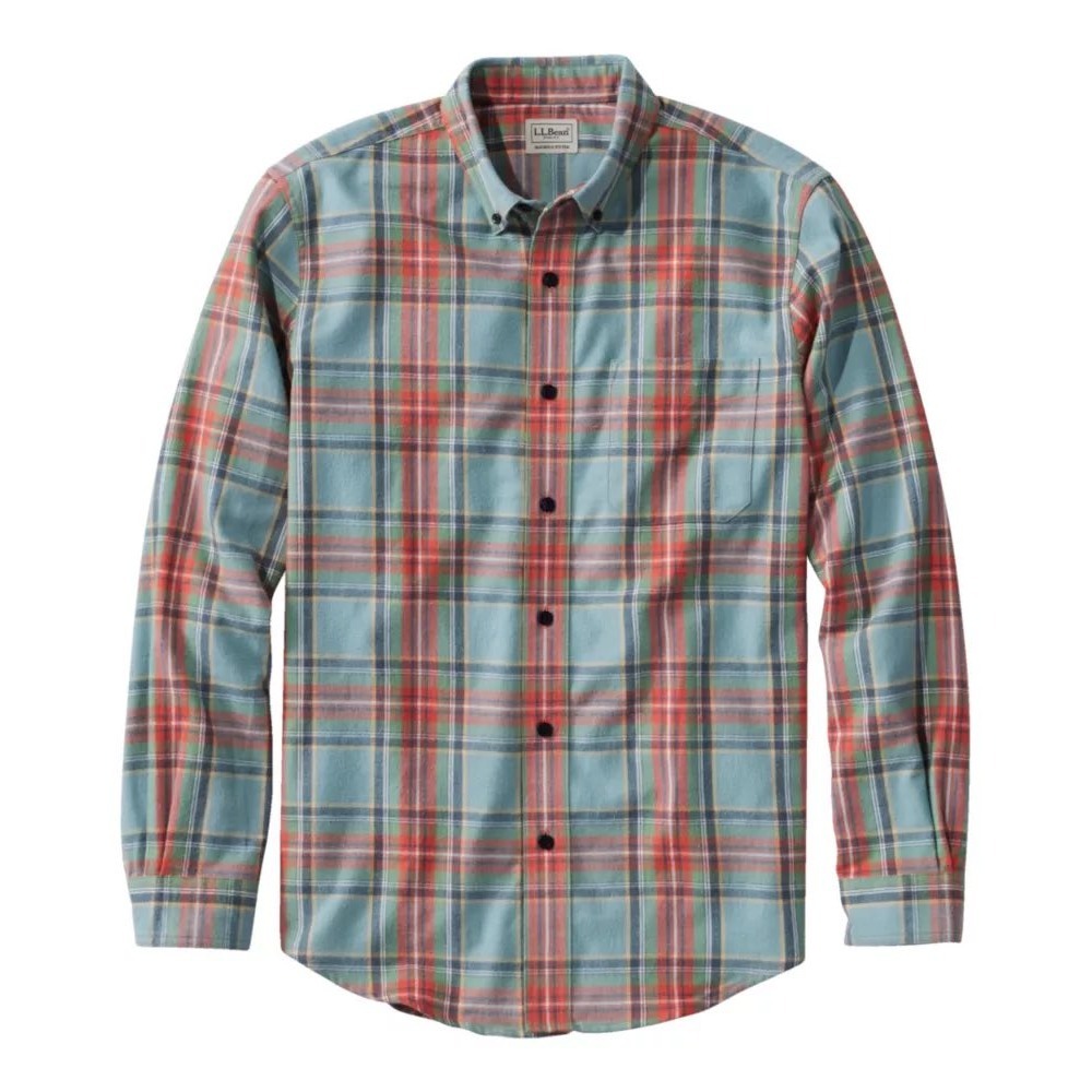 LL Bean Mens Scotch Plaid Flannel Shirt M Tall Washed MacBeth Blue Red 0918